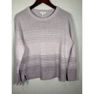 Ella Moss Womens Striped Pullover Sweater, Pink & Purple, Large, 4433